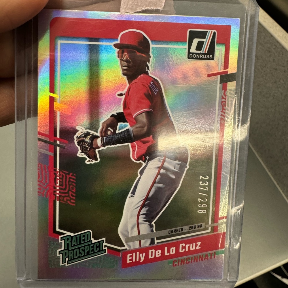 2023 DONRUSS BASEBALL ELLY DE LA CRUZ SP RATED PROSPECT CAROLINA BLUE HOLO FOIL